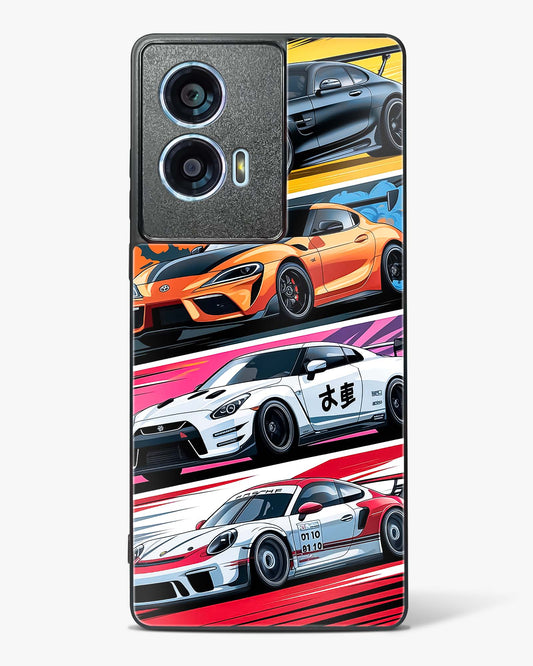 Super Cars Collage Glass Phone Case-Motorola Edge 50 Fusion