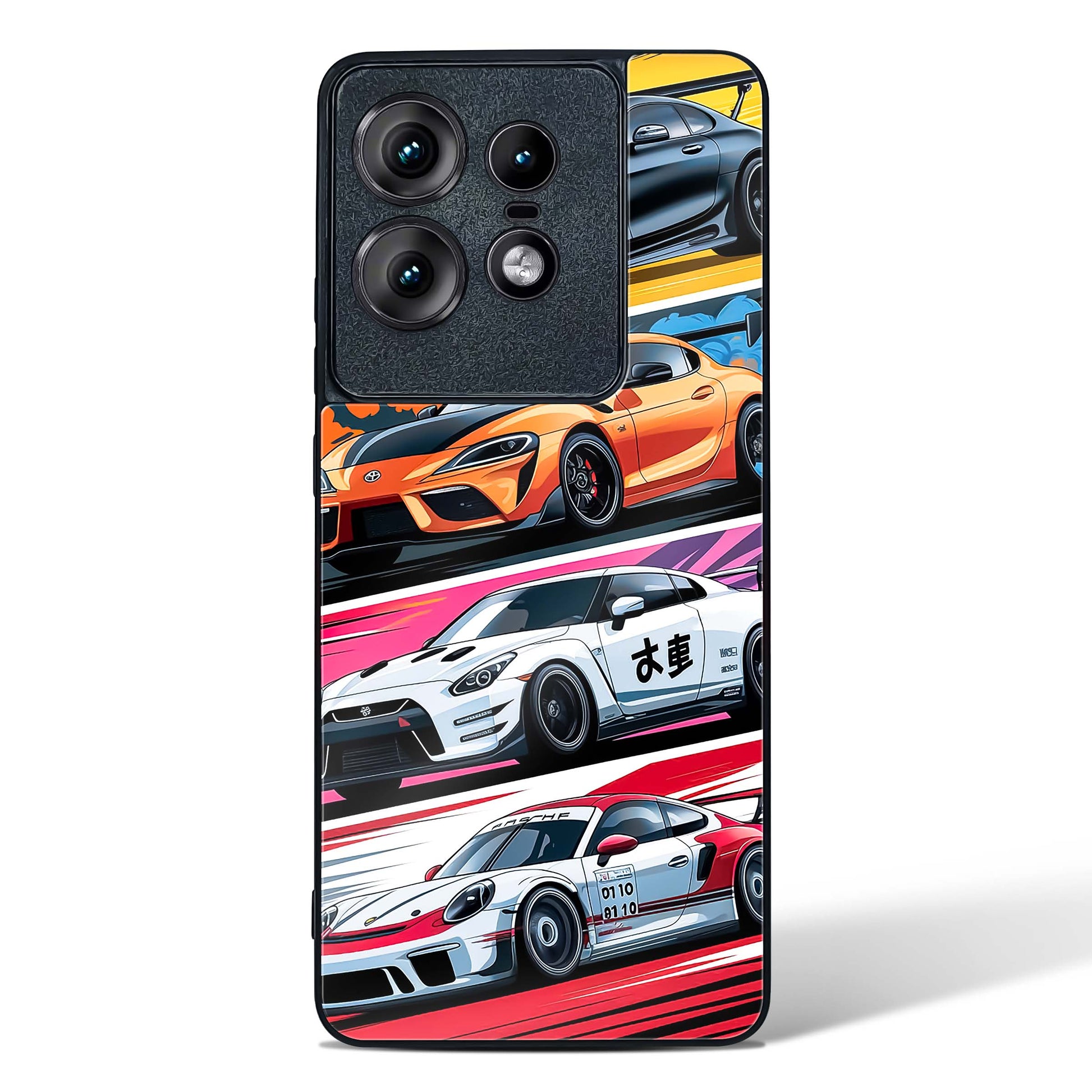 Super Cars Collage Glass Phone Case-Motorola Edge 50 Pro