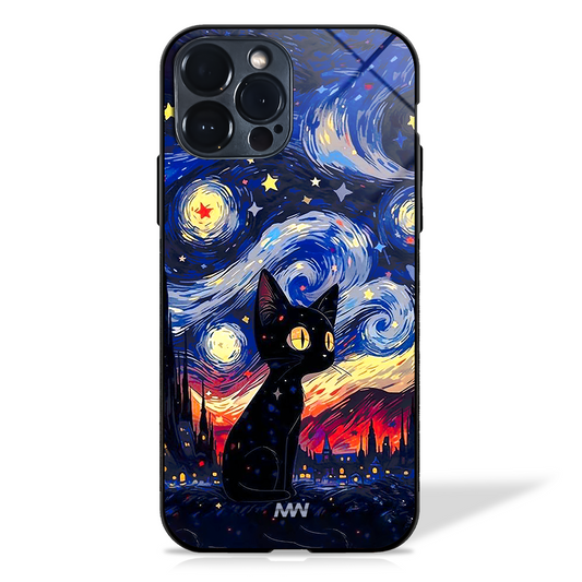 Van Gogh's Midnight Meow Glass Case -  - MW Stuffs - 