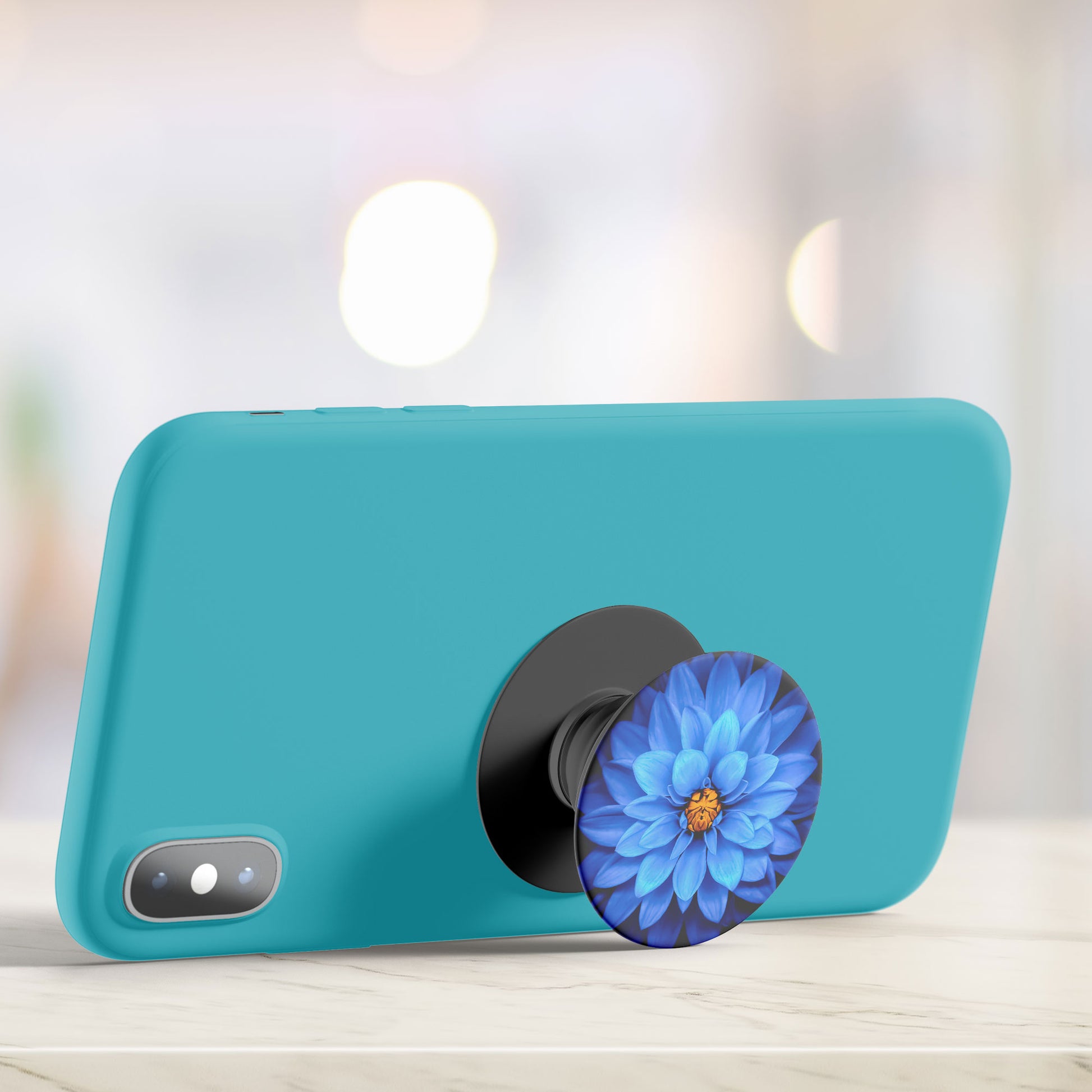 Vibrant Blue Dahlia Flat Pop Holder