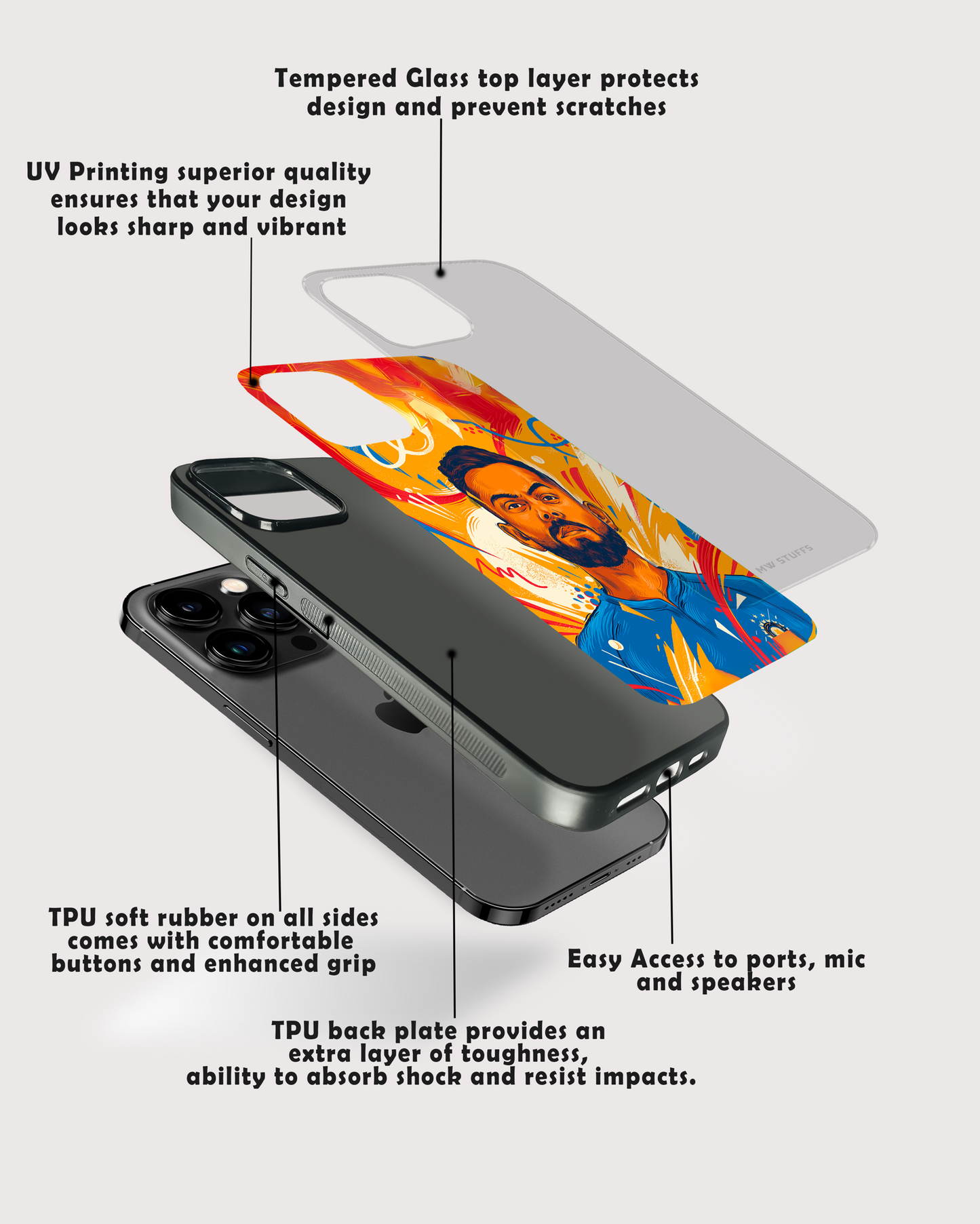 Virat Kohli Blaster Colorful Art Glass Case -  - MW Stuffs - 