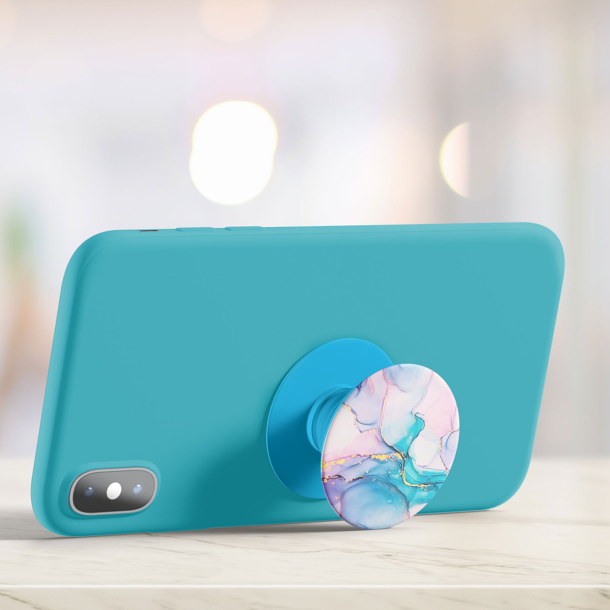 Wavy Blue Pink Marble Flat Pop Holder