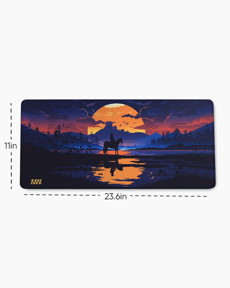 Western Sundown Cowboy's Reflection Deskmat