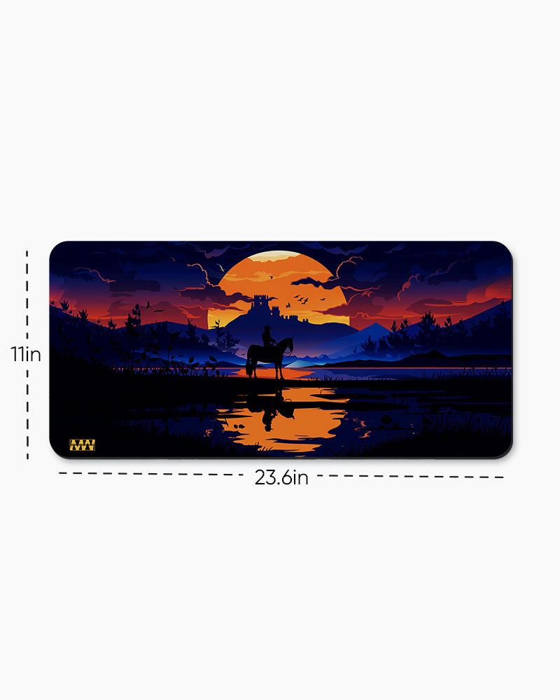Western Sundown Cowboy's Reflection Deskmat