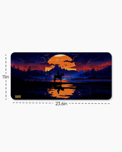 Western Sundown Cowboy's Reflection Deskmat