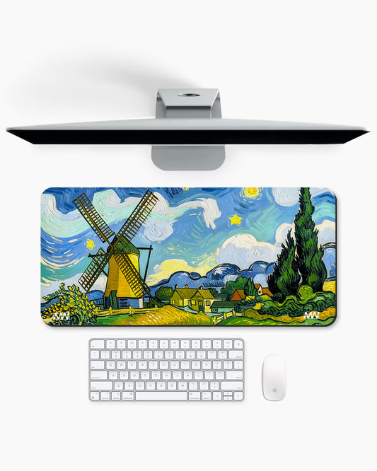 Whirling Dreams Beneath the Windmill Sky Deskmat