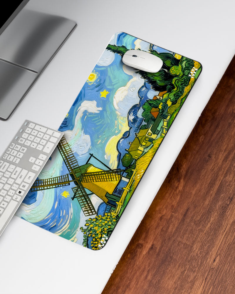 Whirling Dreams Beneath the Windmill Sky Deskmat
