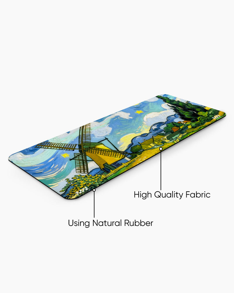 Whirling Dreams Beneath the Windmill Sky Deskmat