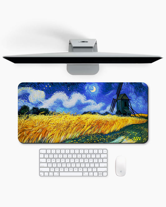 Whispers Beneath the Star-Lit Wheat Deskmat
