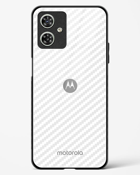 White Carbon Pattern Glass Phone Case-Moto G54 5G