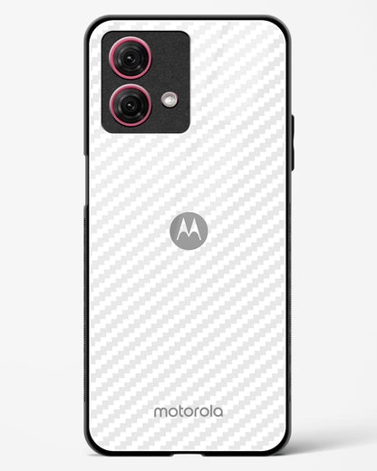 White Carbon Pattern Glass Phone Case-Moto G84 5G
