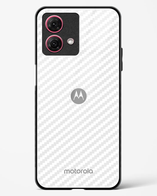 White Carbon Pattern Glass Phone Case-Moto G84 5G