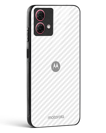 White Carbon Pattern Glass Phone Case-Moto G84 5G