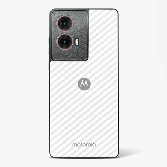 White Carbon Pattern Glass Phone Case-Moto G85 5G