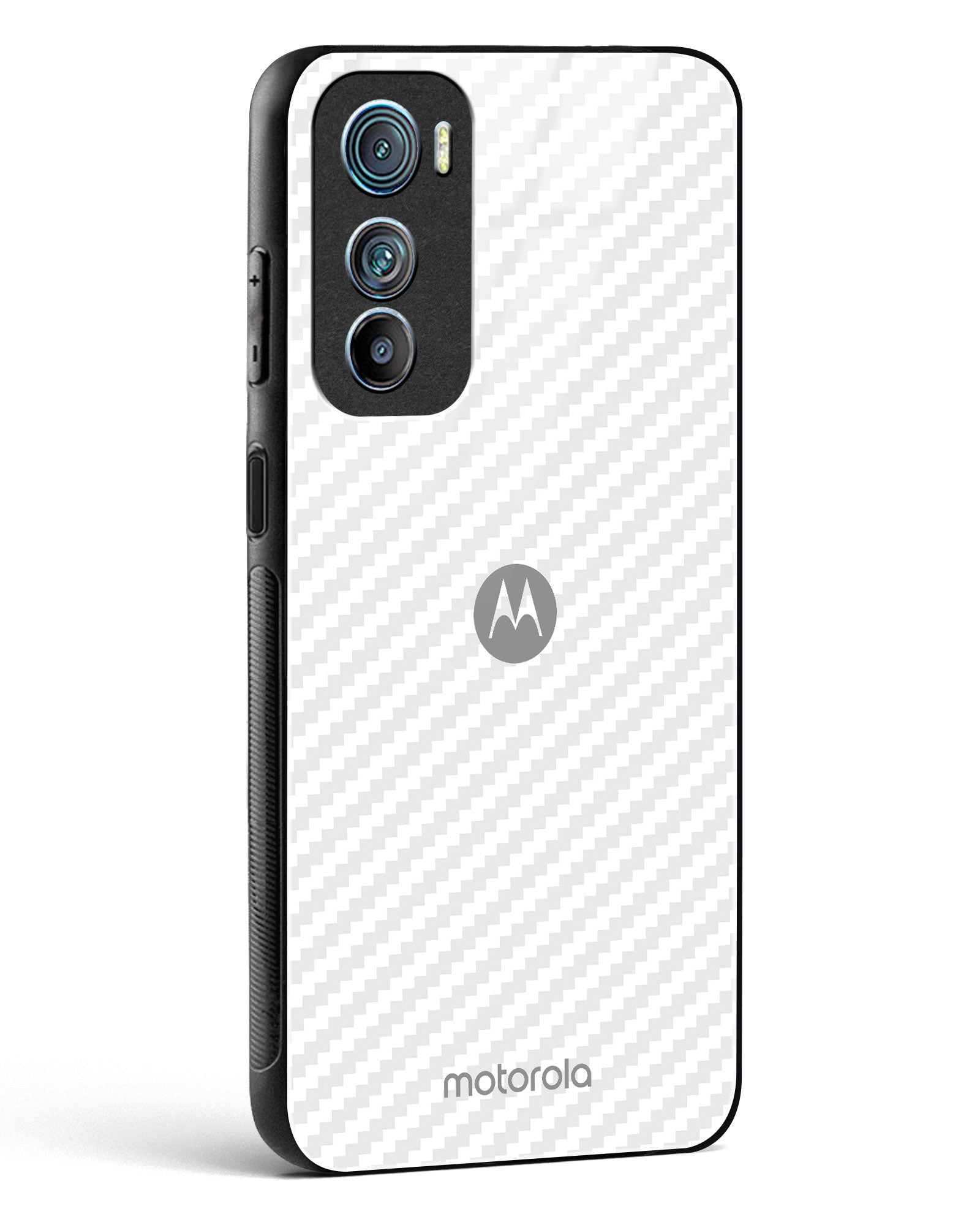 White Carbon Pattern Glass Phone Case-Motorola Edge 30