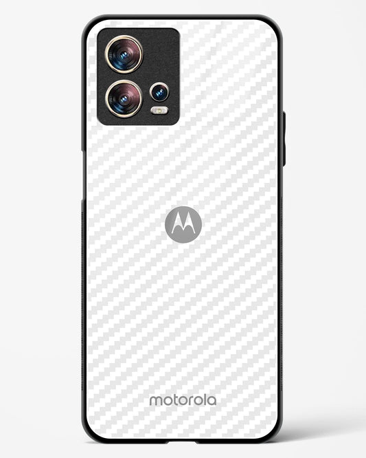 White Carbon Pattern Glass Phone Case-Motorola Edge 30 Fusion