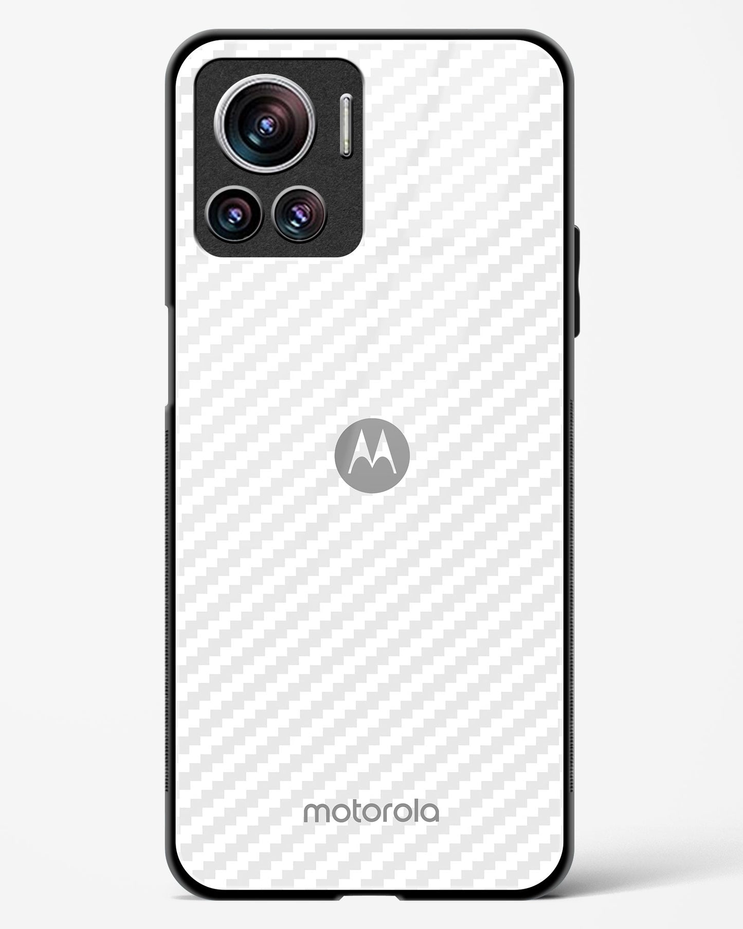White Carbon Pattern Glass Phone Case-Motorola Edge 30 Ultra