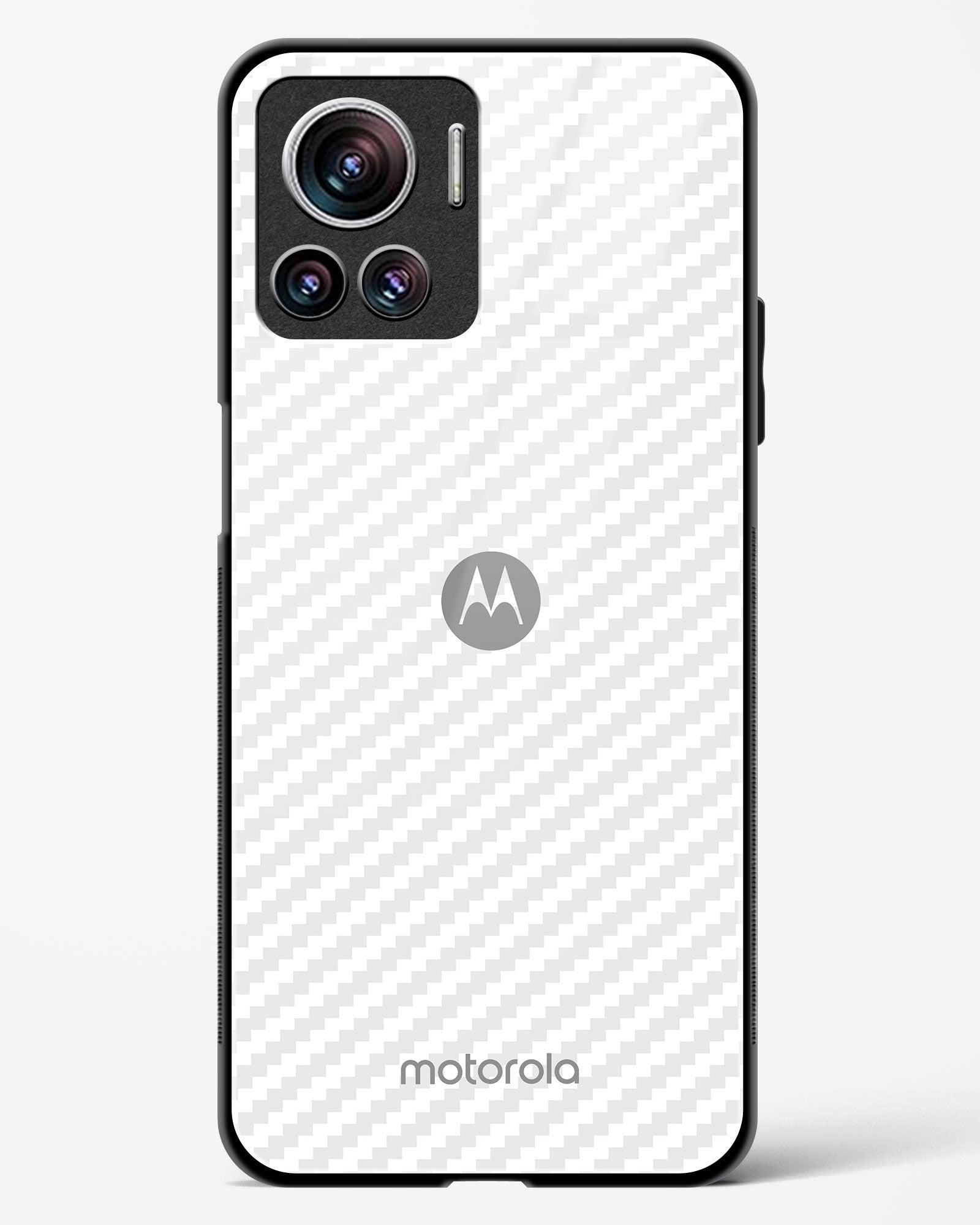 White Carbon Pattern Glass Phone Case-Motorola Edge 30 Ultra