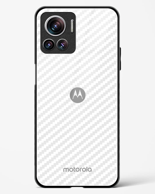 White Carbon Pattern Glass Phone Case-Motorola Edge 30 Ultra