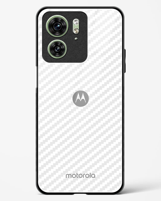 White Carbon Pattern Glass Phone Case-Motorola Edge 40