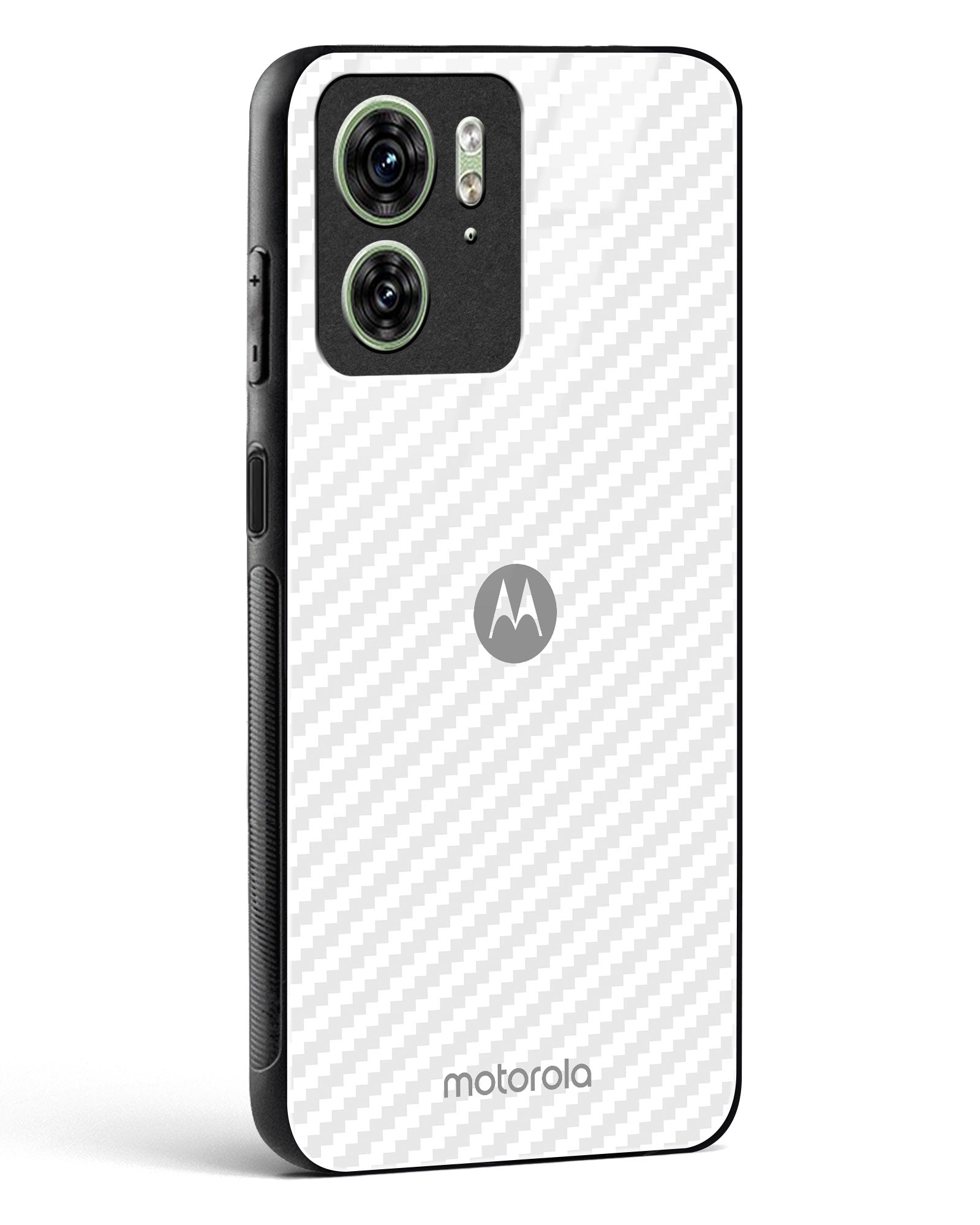 White Carbon Pattern Glass Phone Case-Motorola Edge 40