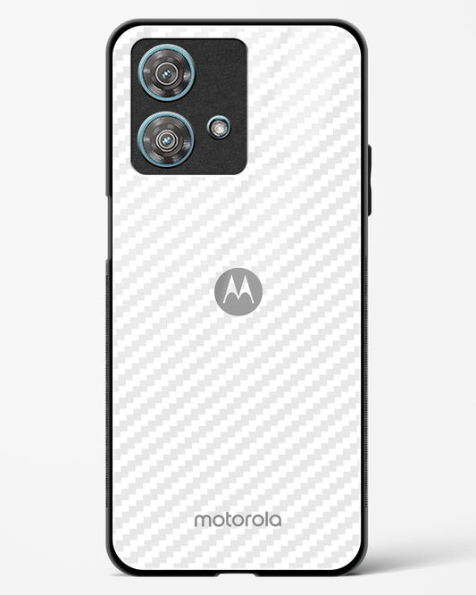 White Carbon Pattern Glass Phone Case-Motorola Edge 40 Neo