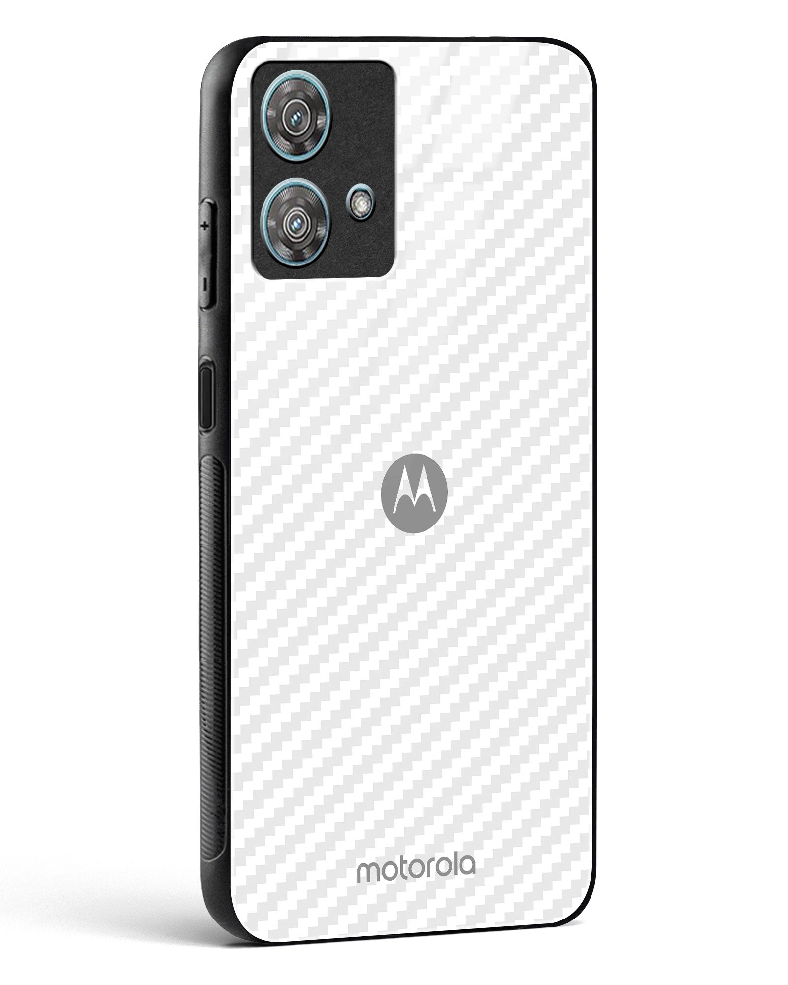 White Carbon Pattern Glass Phone Case-Motorola Edge 40 Neo