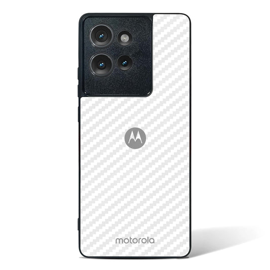 White Carbon Pattern Glass Phone Case-Motorola Edge 50