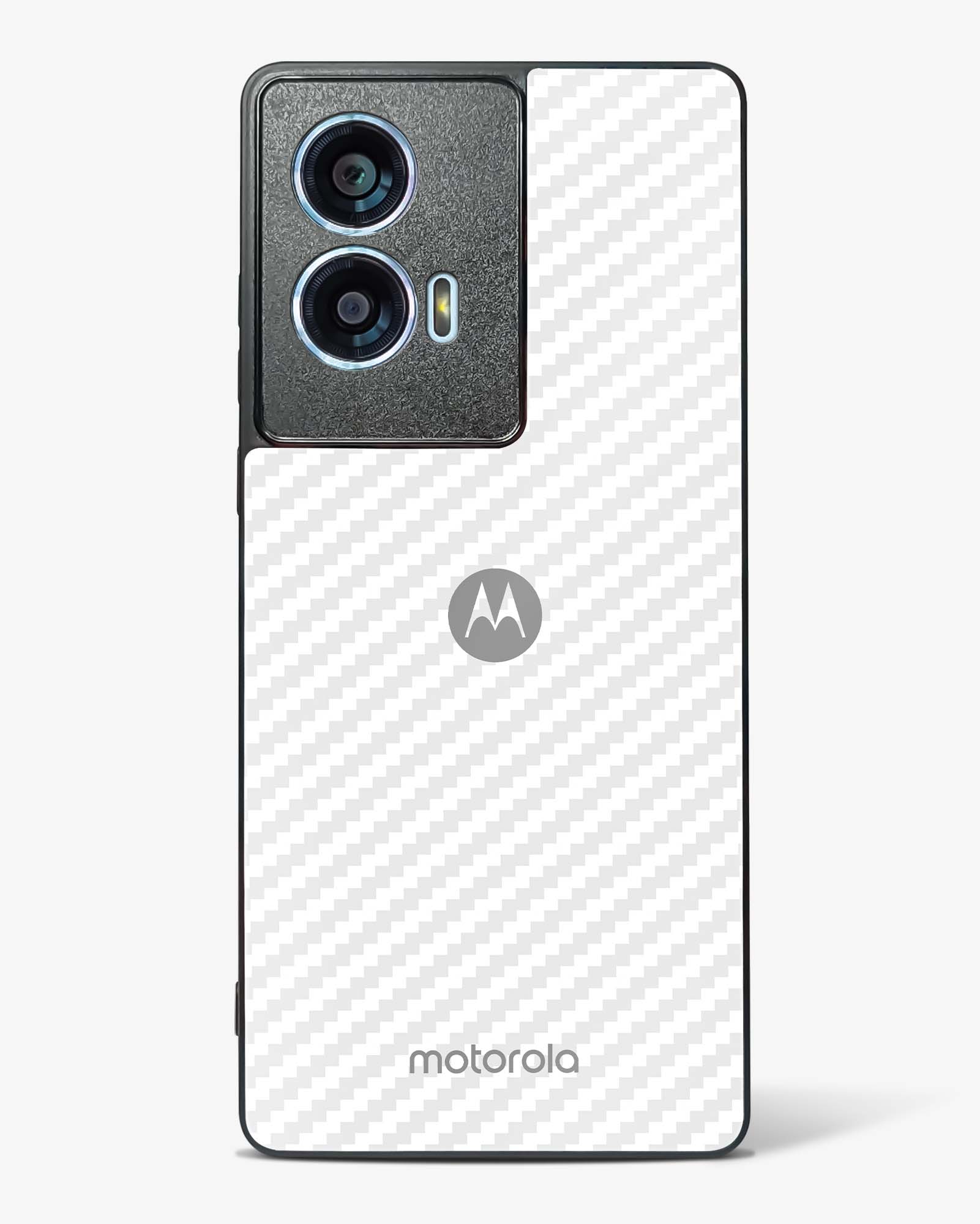 White Carbon Pattern Glass Phone Case-Motorola Edge 50 Fusion