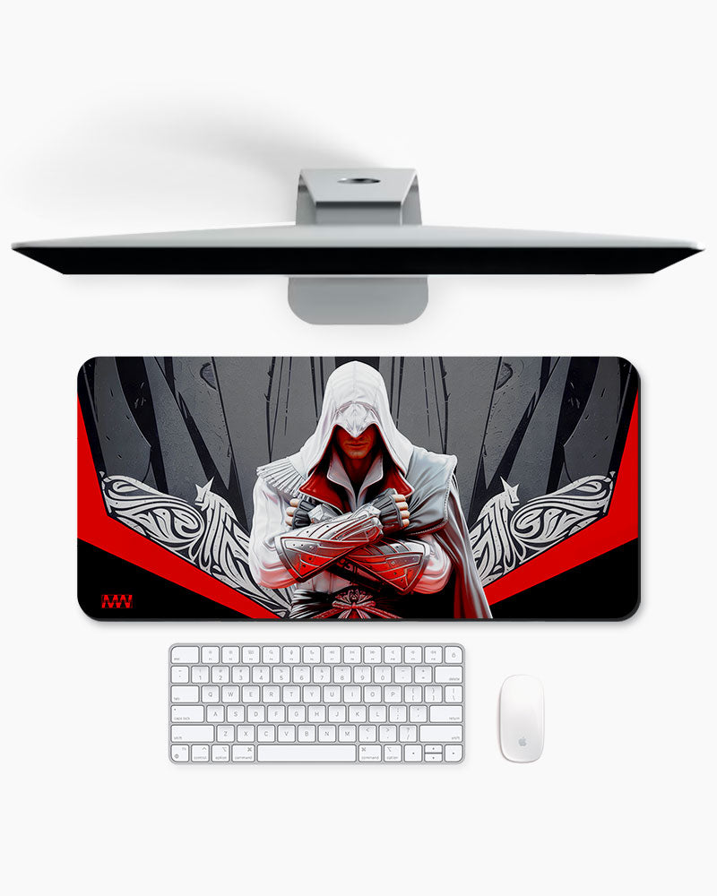 White Cloak Crimson Creed DeskMat