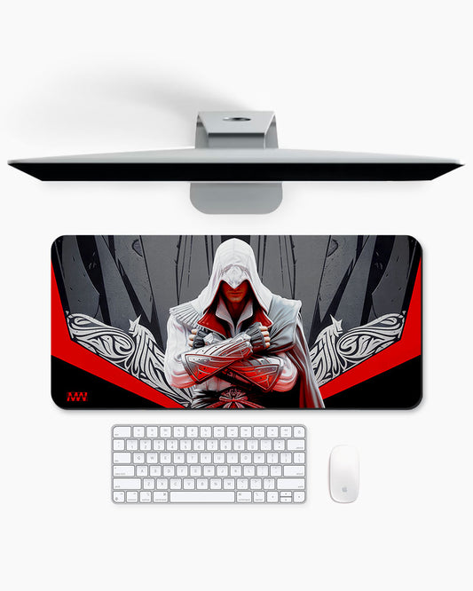 White Cloak Crimson Creed DeskMat