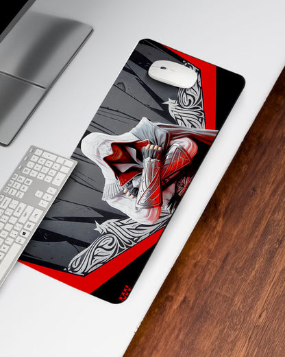 White Cloak Crimson Creed DeskMat