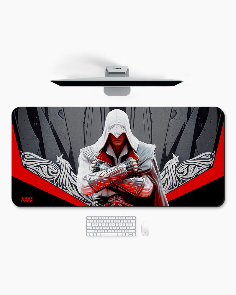 White Cloak Crimson Creed DeskMat