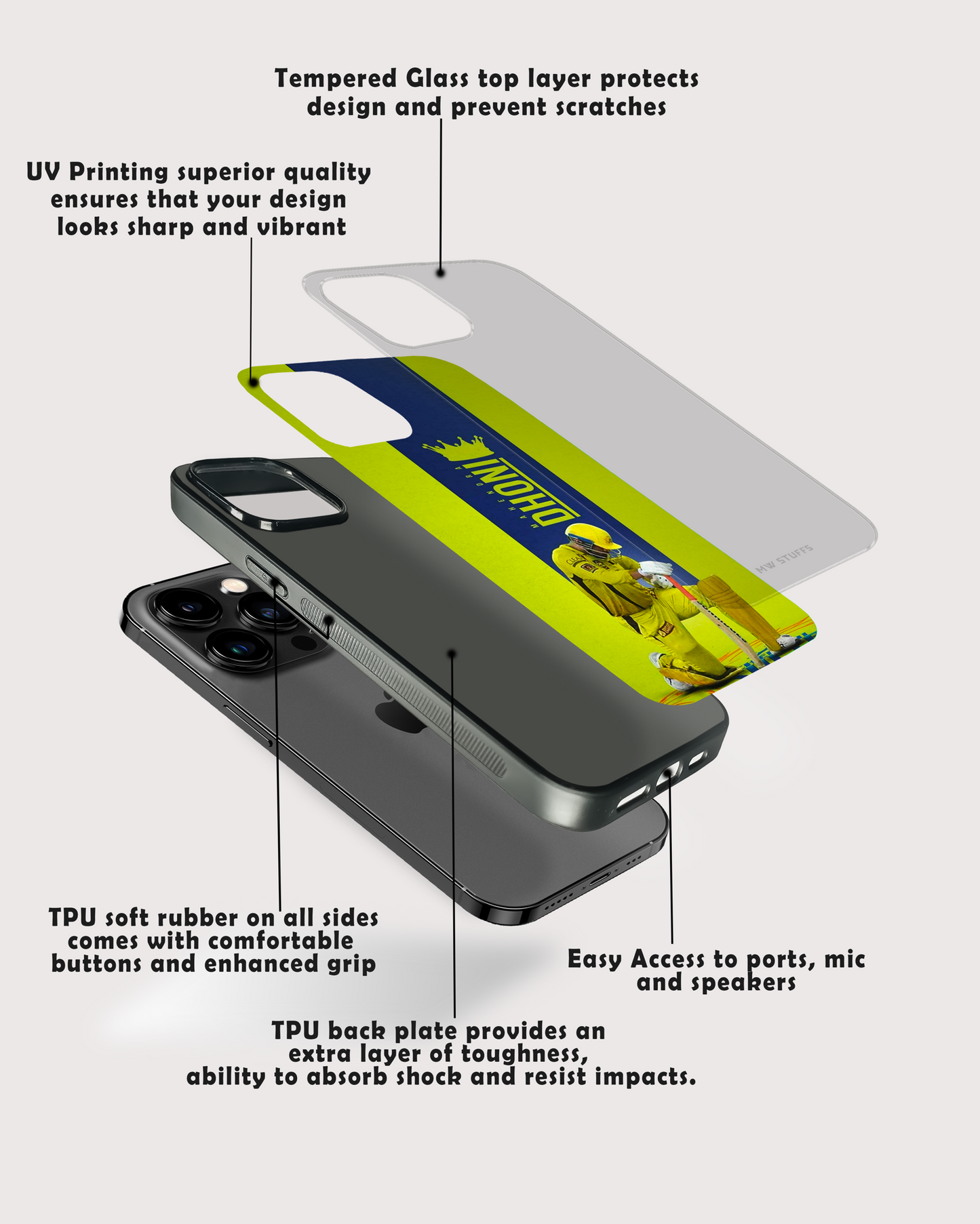 Yellow Champion MSD Glass Case -  - MW Stuffs - 