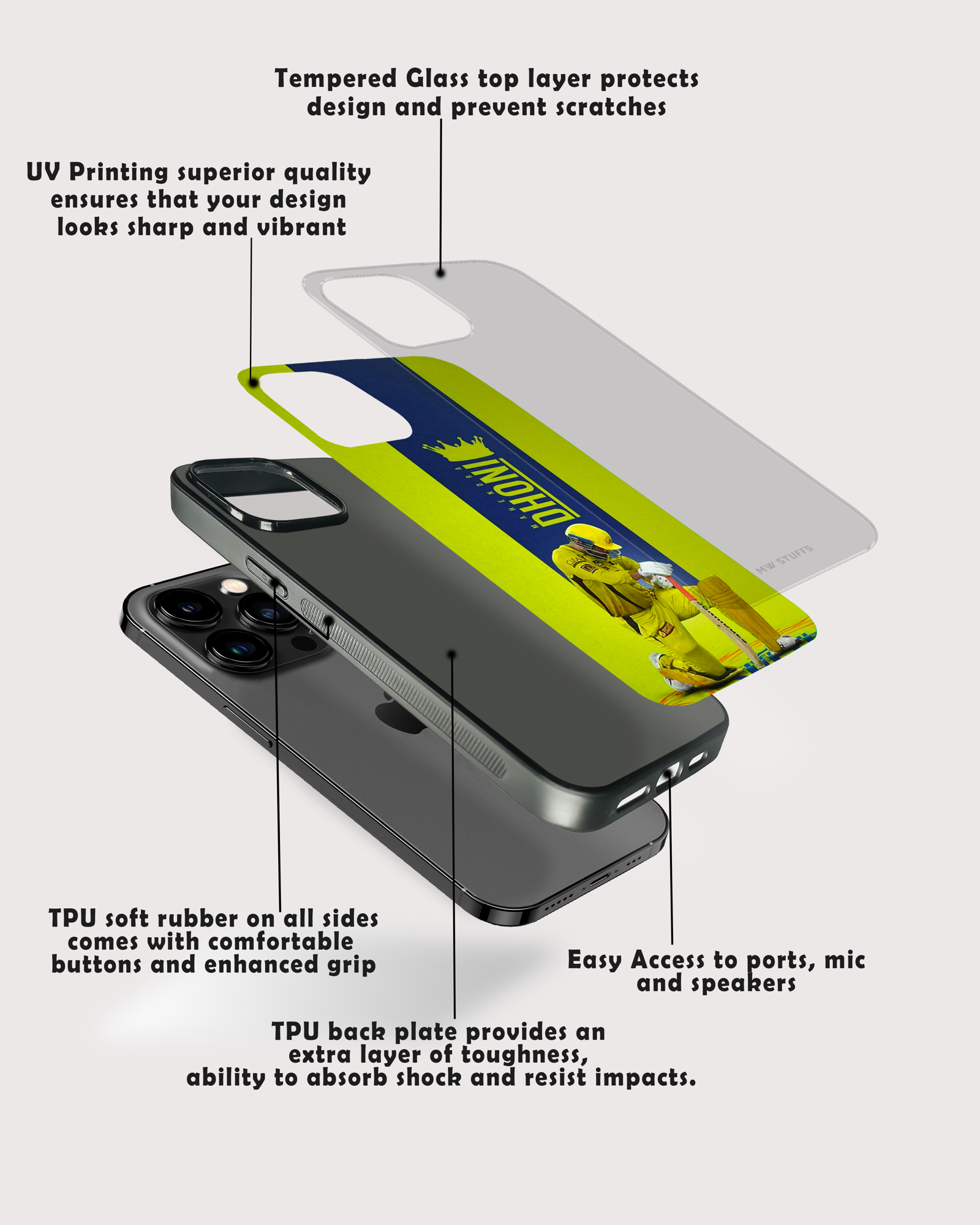 Yellow Champion MSD Glass Case -  - MW Stuffs - 