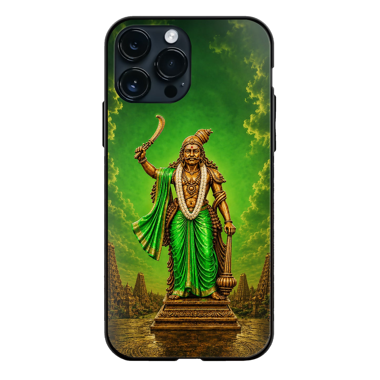 Guardian Deity Karuppaswamy Green Glass Case