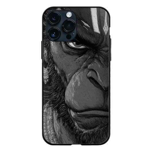 God Hanuman Closeup Sketch Black White Tilak Glass Case