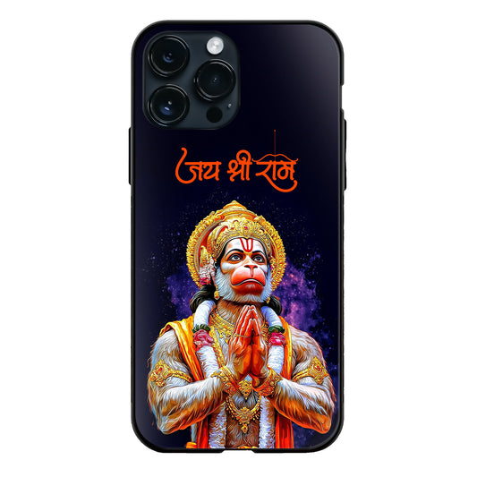 God Hanuman Jai Shri Ram Galaxy Blue Glass Case