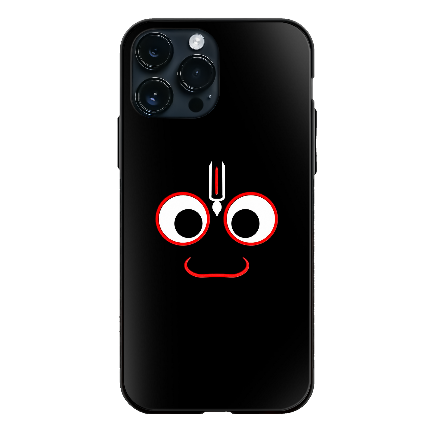 God Jagannath Minimal Face Dark Glass Case