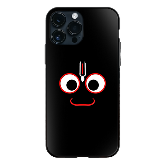 God Jagannath Minimal Face Dark Glass Case