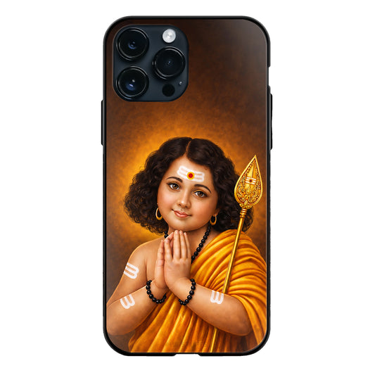 God Murugan Baby Vel Namaste Prayer Pose Glass Case