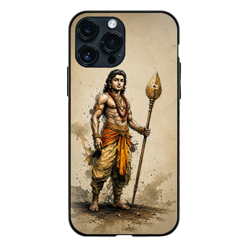 God Murugan Young Warrior Vel Watercolor Art glass phone case