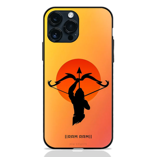 God Rama Ram Ram Bow Arrow Silhouette Orange Sunset Glass Case