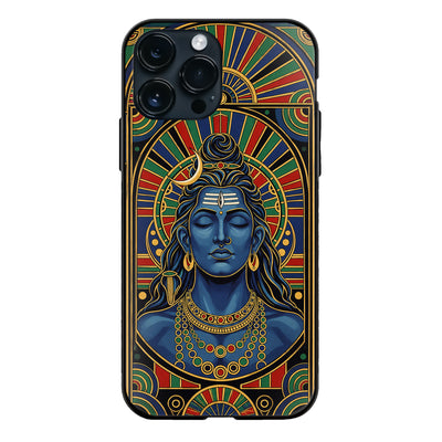 God Shiva Cosmic Mandala Design Colorful Glass Case