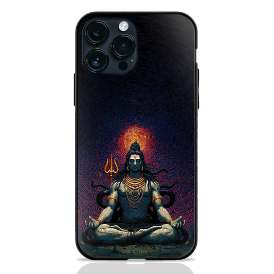 God Shiva Meditating Trishul Psychedelic Dark Glass Case