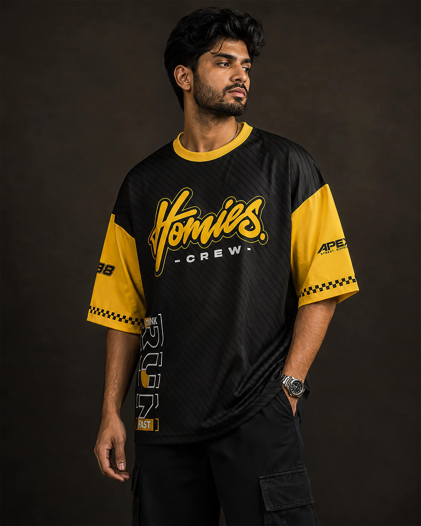 Homies Crew Retro Racing Oversized Streetwear T-Shirt